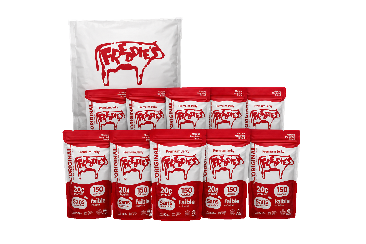 Le BIG Freddie - Pack de 10 sachets de viande de bœuf séchée